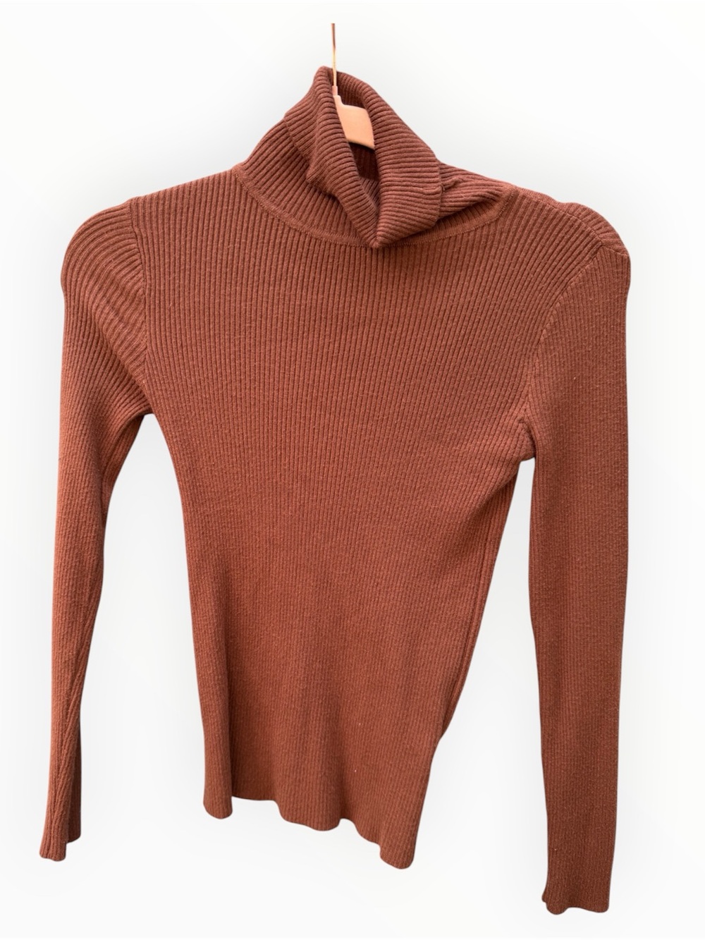 SHEIN Brown Ribbed Turtleneck Sweater Top Women’s Medium